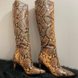Steve Madden Kimari Yellow Python Tall Boots 7